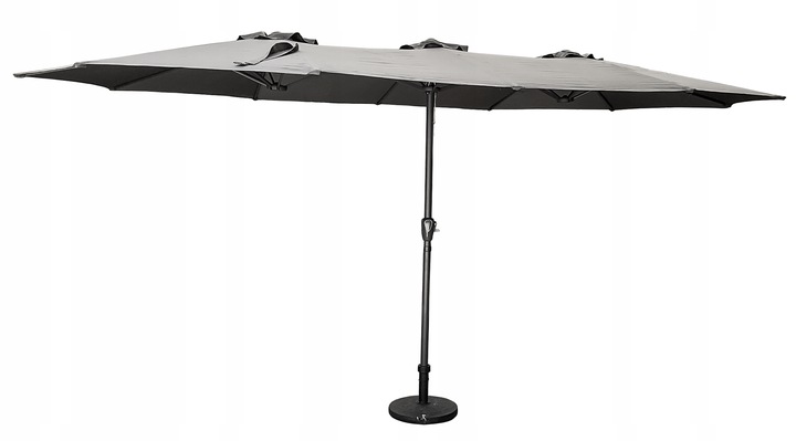 PODWÓJNY PARASOL OGRODOWY PRZECIWSŁONECZY Z KORBKĄ POKROWIEC PHOENIX SZARY