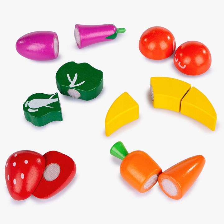 DREWNIANE OWOCE I WARZYWA DO KROJENIA NA RZEPY NÓŻ DESKA KINDERPLAY