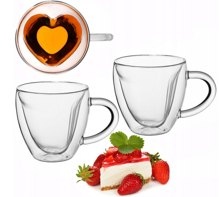 SZKLANKI FILIŻANKI TERMICZNE KUBKI DO HERBATY KAWY GRZAŃCA SERCA 250 ml