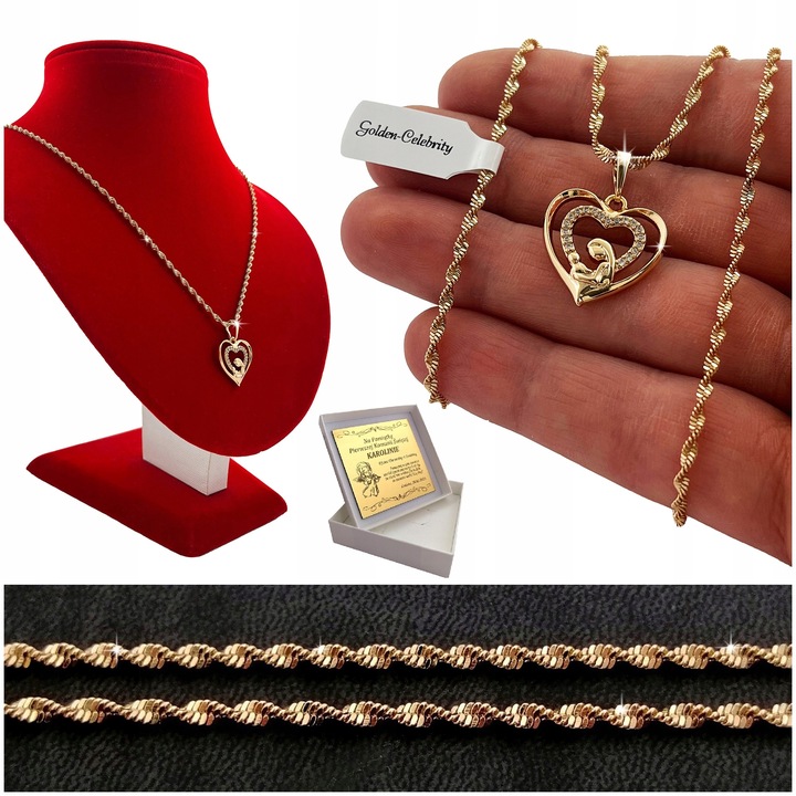 ZŁOTY ŁAŃCUSZEK Z MEDALIKIEM PAMIĄTKA I KOMUNII ŚWIĘTEJ + GRAWER + GRATISY