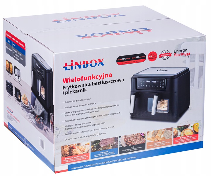 PIEKARNIK FRYTKOWNICA BEZTŁUSZCZOWA 2 KOSZE 8L/2500W 4 URZĄDZENIA W 1