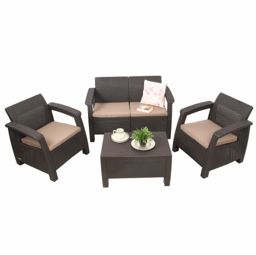 MEBLE OGRODOWE CORFU SET ZESTAW TECHNORATTAN. BRĄZ