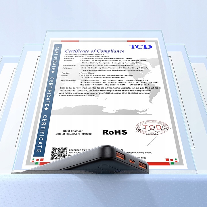 MCDODO POWERBANK 10000MAH Z WYŚWIETLACZEM 2X USB USB-C 2A 10W + KABEL USB-C