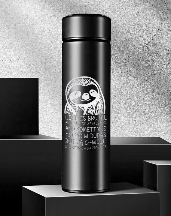 KUBEK TERMICZNY WSKAŹNIK TEMPERATURY LED GRAWER LIVE IS BRUTAL LENIWIEC