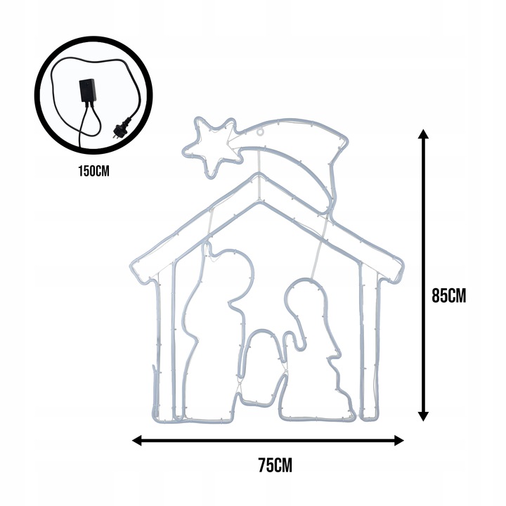 Lampki Zewnętrzne Dekoracja Ozdoba LED Neon Biały Świąteczne Stajenka IP44