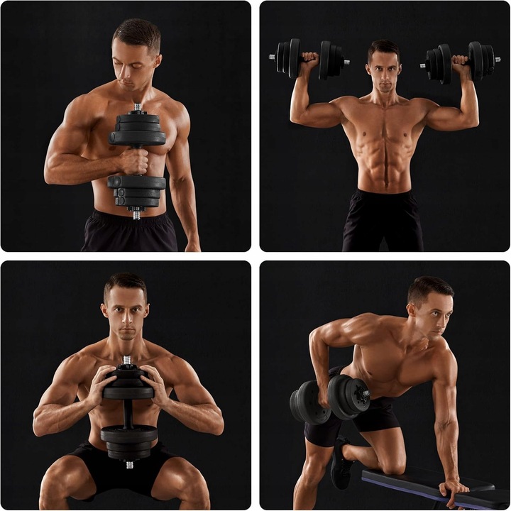 HANTLE CIĘŻARY 2 X 10KG Z ANTYPOŚLIZGOWYM UCHWYTEM Z PRĘTEM STALOWYM