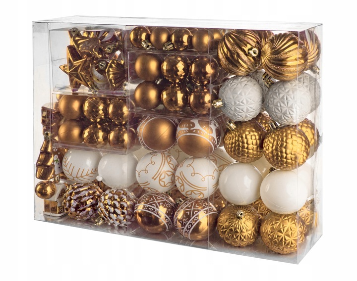 ZESTAW BOMBEK CHOINKOWYCH 115 szt BOMBKI MIX WZORY NIETŁUKĄCE