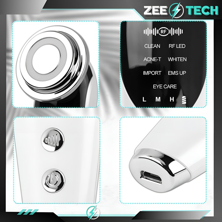 MEZOTERAPIA BEZIGŁOWA 7w1 MASAŻER DO TWARZY ELEKTRYCZNY EMS LIFTING LED