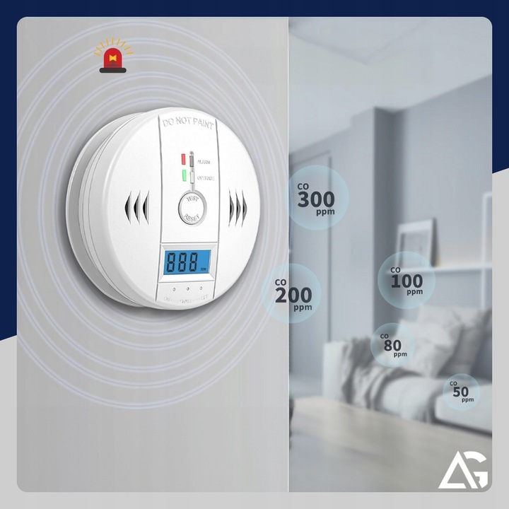 CZUJNIK CZADU GAZU WYKRYWACZ DETEKTOR TLENKU WĘGLA BEZPRZEWODOWY LCD ALARM