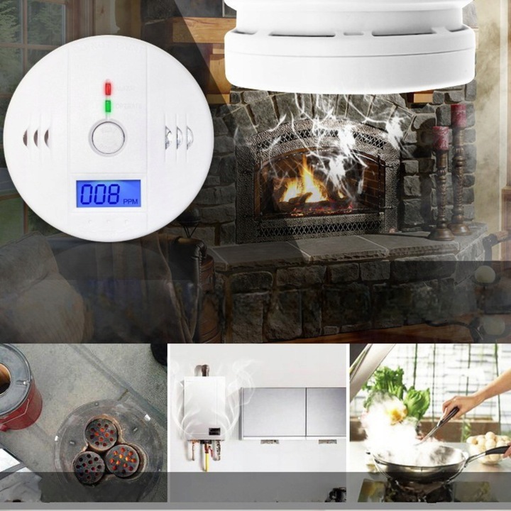 CZUJNIK CZADU TLENKU WĘGLA LCD DETEKTOR CO ALARM WYKRYWACZ BEZPRZEWODOWY