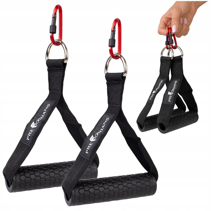 UCHWYT DO WYCIĄGU GÓRNEGO DOLNEGO ATLASU Z KARABIŃCZYKIEM 2szt