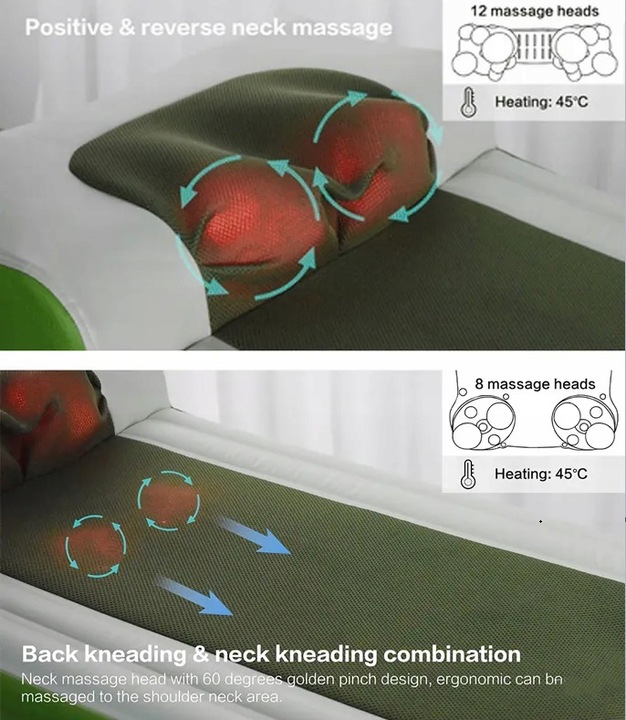 Materac masujący mata masująca Shiatsu grzanie pas podczerwień Gateway
