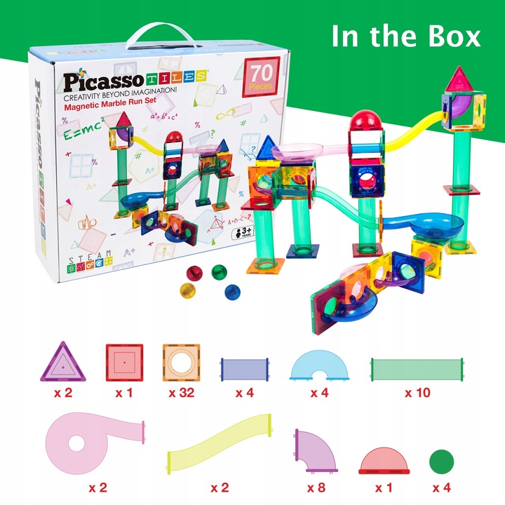 Tor kulkowy Klocki magnetyczne konstrukcyjne edukacyjne70 el kulodrom PTG70