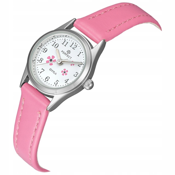 Delikatny ZEGAREK PERFECT dla dziewczynki kwiatuszki girls KOLOROWE PASKI