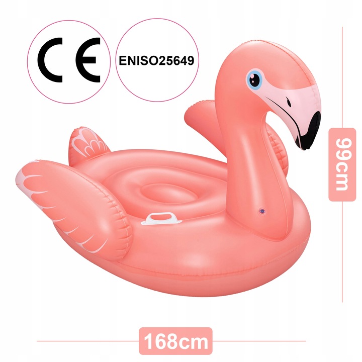 Materac Dmuchany Flaming GIGANT na Basen Plażę Uchwyty 168x120cm Bestway