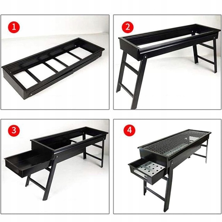 GRILL TURYSTYCZNY SKŁADANY OGRODOWY PRZENOŚNY KEMPINGOWY WĘGLOWY DUŻY 60CM