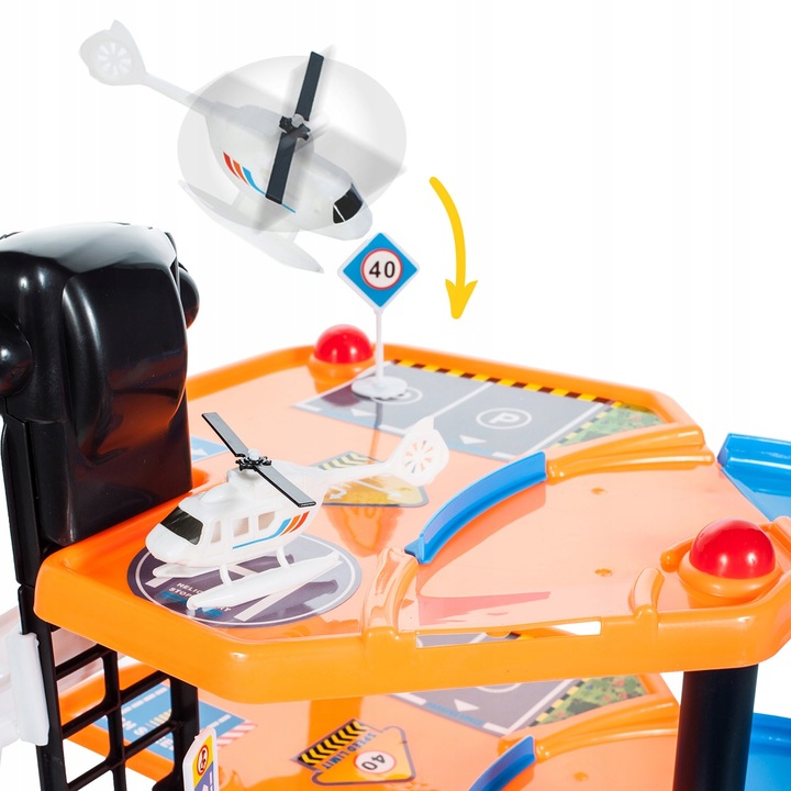 PARKING GARAŻ DLA SAMOCHODÓW 4 AUTA TOR WYŚCIGOWY ZJEŻDŻALNIA 4 PIĘTRA