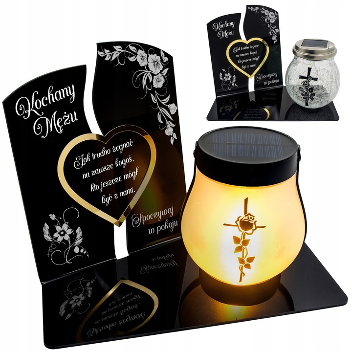 WIECZNY ZNICZ SOLARNY LED Statuetka dla MĘŻA na Grób Wszystkich Świętych