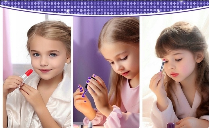 Kuferek Kosmetyków Do Paznokci i Makijażu MakeUp Zestaw Makijaż dla dzieci