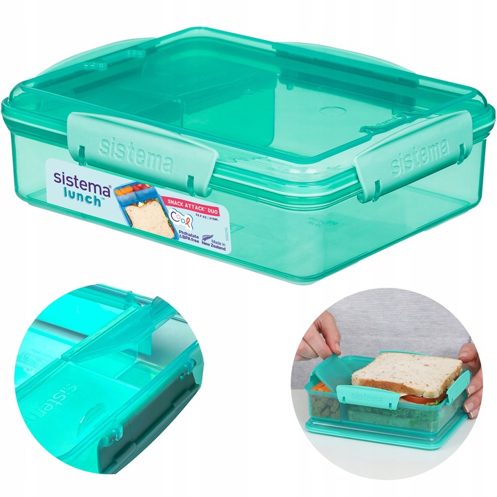 ŚNIADANIÓWKA POJEMNIK lunchbox z Przegródkami snack duo 975ml to-go Sistema