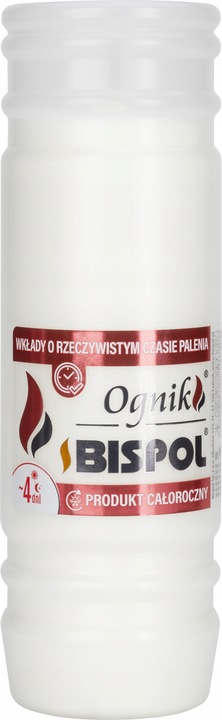 BISPOL Wkłady do zniczy parafinowe WP4 96H 24szt.