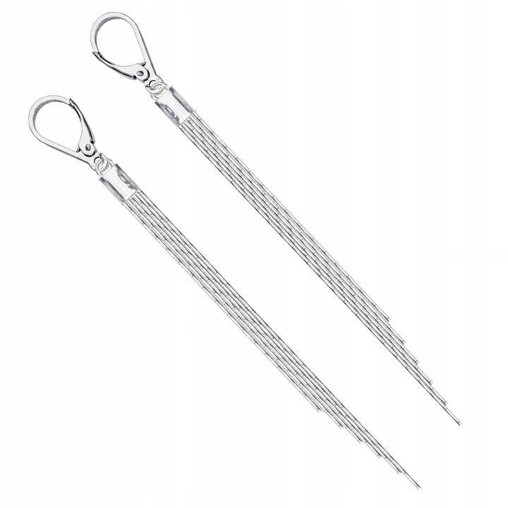 Srebrne 925 długie kolczyki 9 cm z łańcuszków cardano Pudełko ozdobne