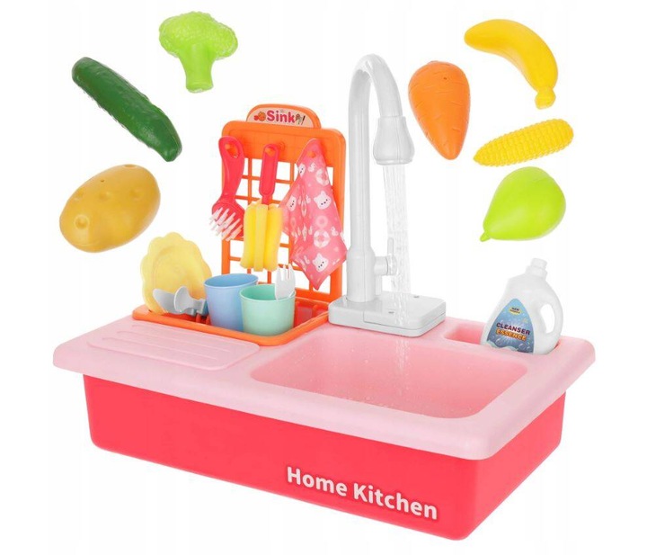 DUŻY ZLEWOZMYWAK AKCESORIA KRAN WODA NOWY KUCHNIA DLA DZIECI ZESTAW PREZENT