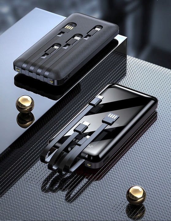 POWER BANK ŁADOWARKA 2,1A 4x KABLE 10000 mAh