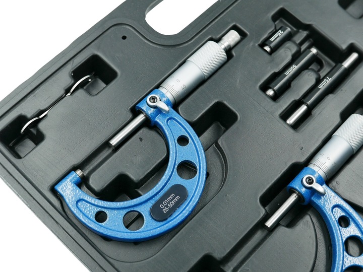 MIKROMETRY 0-100 ZESTAW 4 SZT. MIKROMETR 0-25, 25-50, 50-75, 75-100 WALIZKA