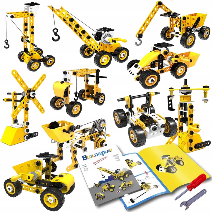 Klocki Konstrukcyjne Zestaw kreatywny XXL POJAZDY DO SKRĘCANIA 112 el 10w1