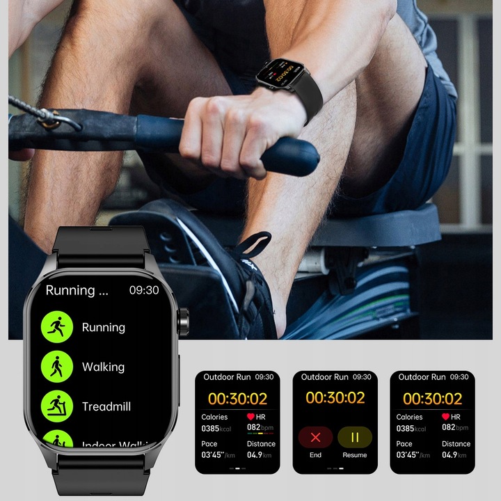 SMARTWATCH ZEGAREK DLA SENIORA EKG POMIAR CUKRU PULS CIŚNIENIE TEMPERATURA