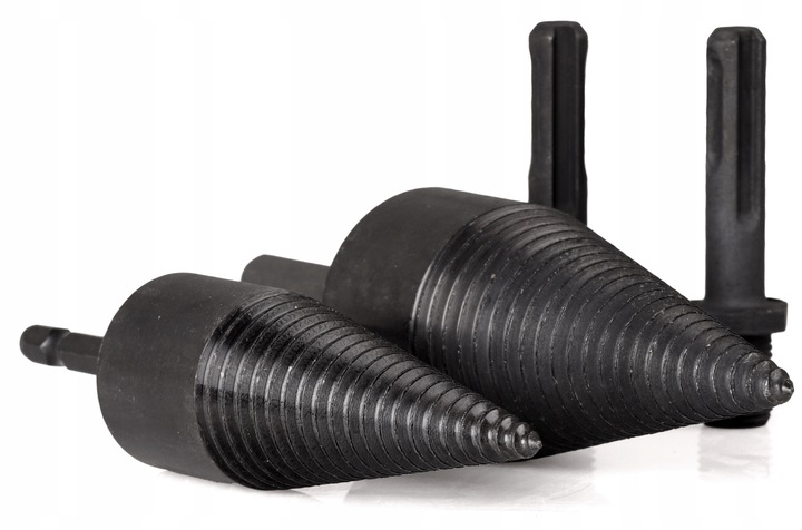 ZESTAW ŚWIDRÓW DO ŁUPANIA DREWNA WIERTŁA STOŻEK x2 ROZŁUPYWANIA SZCZYPANIA