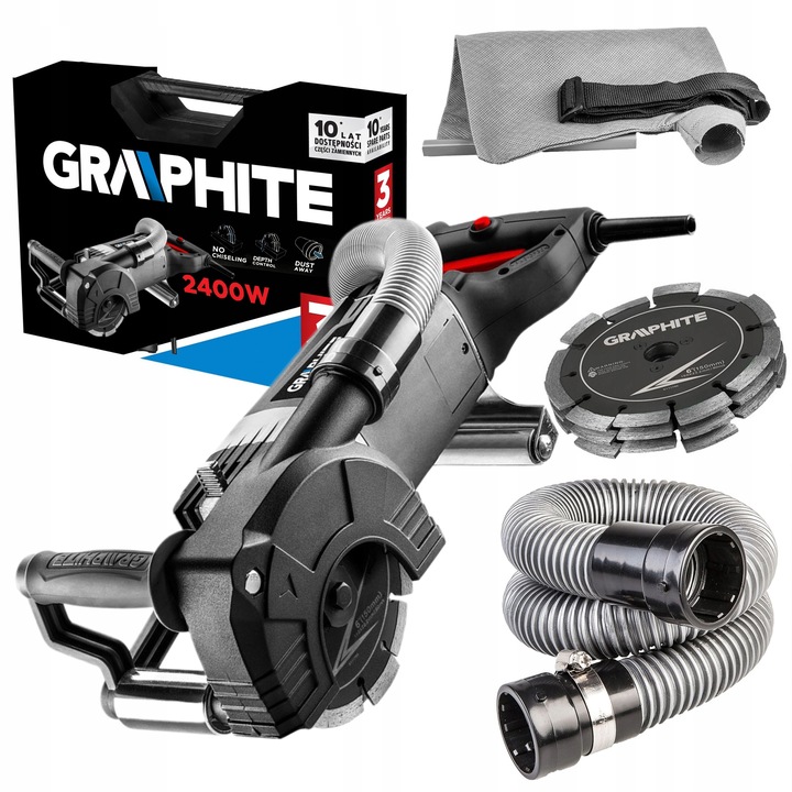 GRAPHITE BRUZDOWNICA 2400W TARCZA 150x22.2mm + OSPRZĘT 59G371 CIĘCIE 43mm