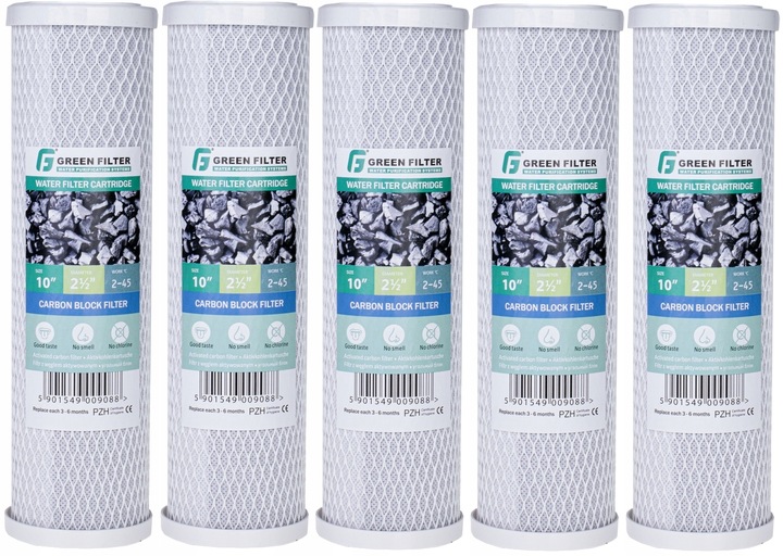 5 x FILTR DO WODY WKŁAD 10' WĘGLOWY GREEN FILTER