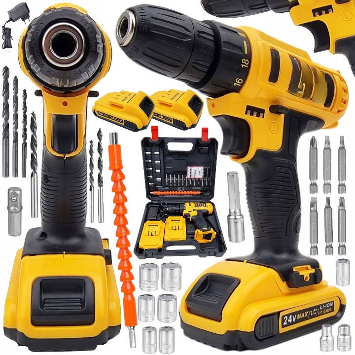 21V WIERTARKO WKRĘTARKA AKUMULATOROWA WALIZKA NASADKI BITY LED WALIZKA 2AKU