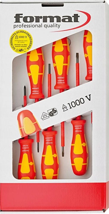 Zestaw wkrętaków 6-cz, Śrubokręty dla elektryków izolowane 1000V VDE FORMAT