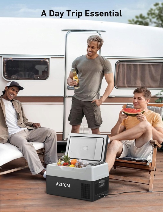 Lodówka kempingowa AstroAI z zamrażarką 22 litry, przenośna lodówka 12/24 V