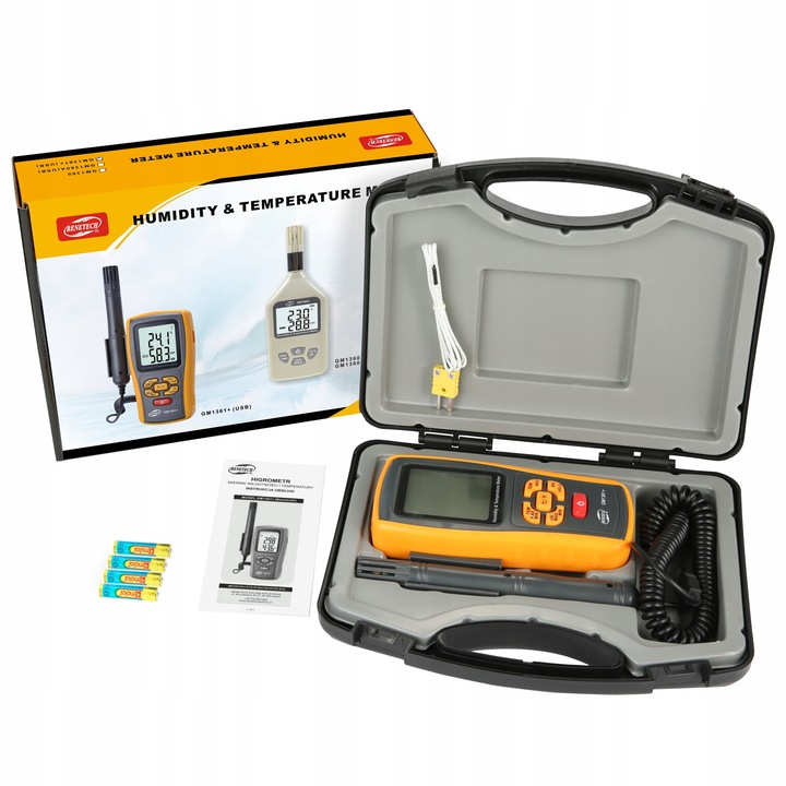 HIGROMETR WILGOTNOŚCIOMIERZ MIERNIK WILGOTNOŚCI TEMPERATUR POWIETRZA BT LCD