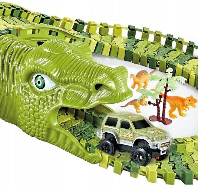 OGROMNY TOR SAMOCHODOWY DINOZAURY PARK DINOZAURÓW XXL 300 cm + AUTKO TUNEL