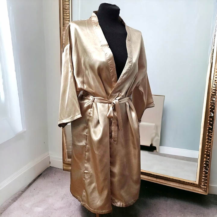 Ekskluzywny Szlafrok Ślubny dla Panny Młodej - ZŁoty/M - Napis Bride