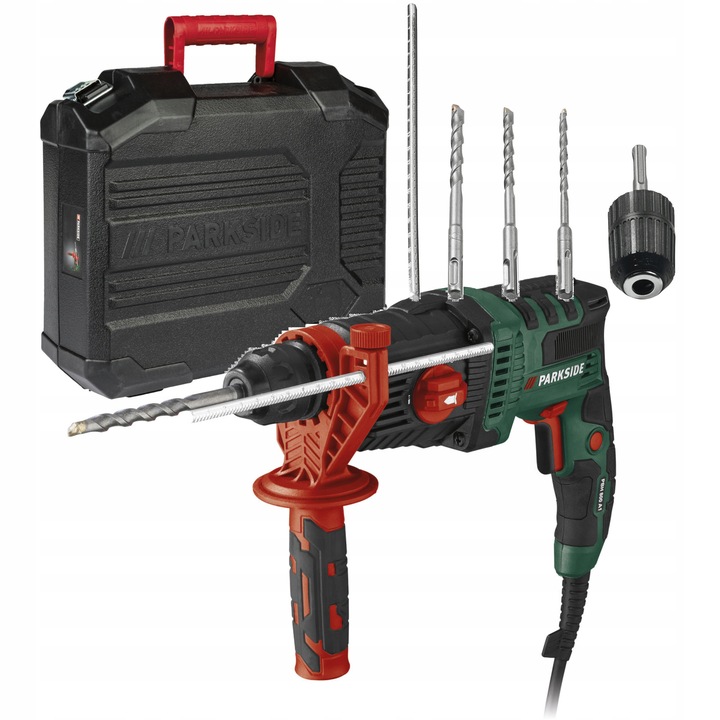 Młotowiertarka Parkside SDS Plus 800 W 1,2j młot z udarem wiertła walizka