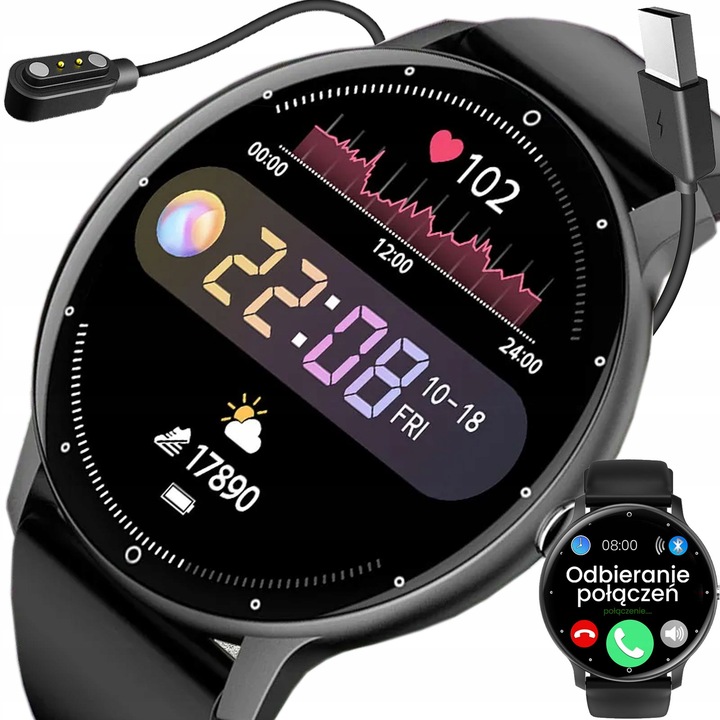 Zegarek SMARTWATCH Rubicon 230 mAh ODBIERANIE POŁĄCZEŃ 360x360 MENU PL 1.39