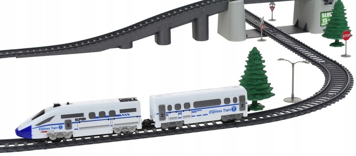 Kolejka Elektryczna Pociąg Ogromny Tor Tunel Podnoszony Most 366cm Wagony