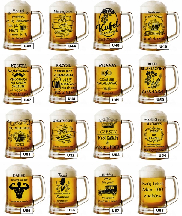 Kufel do piwa z grawerem NA DZIEŃ MĘŻCZYZNY WALENTYNKI Urodziny inne okazje