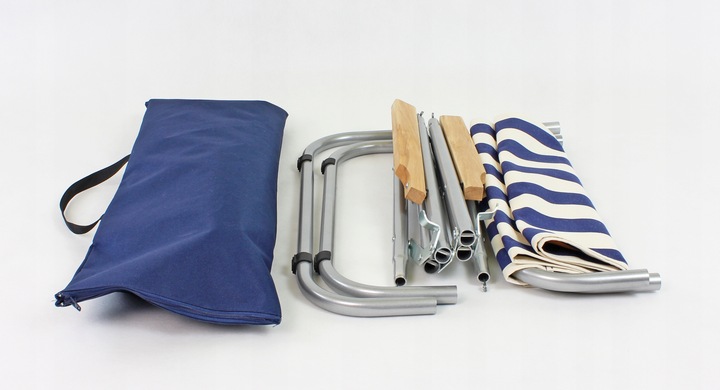 Leżak plażowy składany do torby MAX 150 KG, tradycyjny, aluminiowy