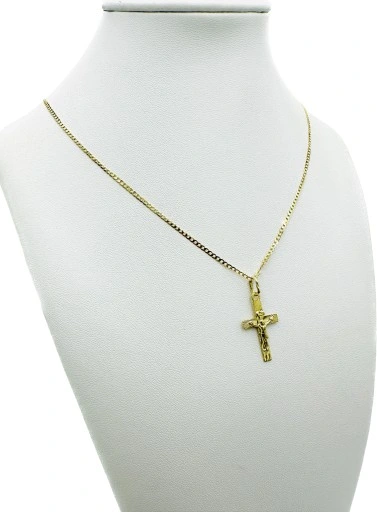 ZŁOTY ŁAŃCUSZEK 585 Krzyżyk KOMUNIA CHRZEST