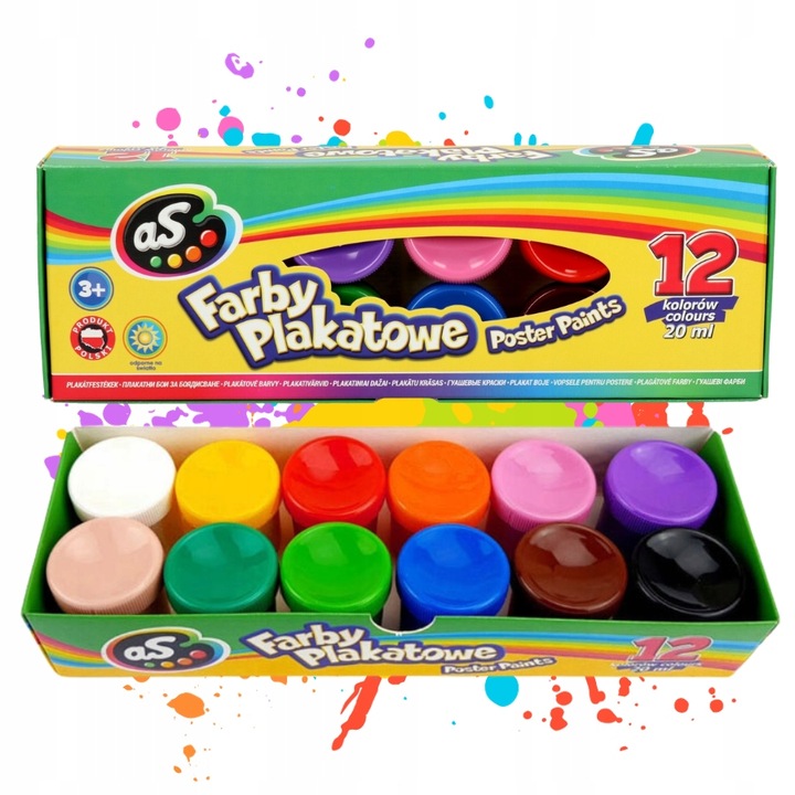 AS Farby plakatowe 12 kolorów - 20 ml