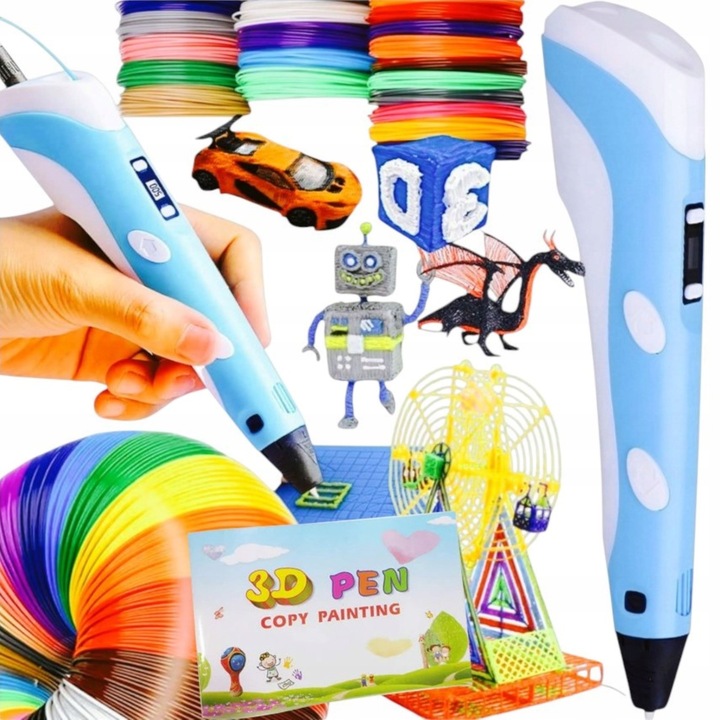 DŁUGOPIS 3D DRUKARKA 3D PEN dla dzieci + 310m WKŁADY MATA SZABLONY ZESTAW