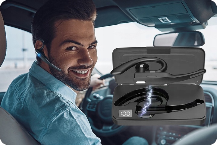 SŁUCHAWKA BLUETOOTH 5.1 DO ROZMÓW KIEROWCY POWERBANK ETUI ŁADUJĄCE MULTI