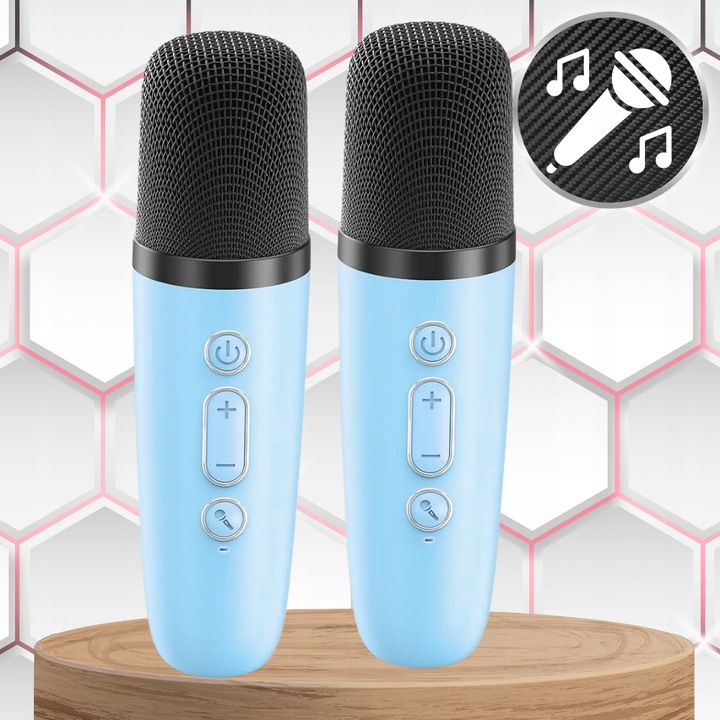 ZESTAW KARAOKE 2 MIKROFONY + GŁOŚNIK BEZPRZEWODOWY BLUETOOTH SUPER DŹWIĘK
